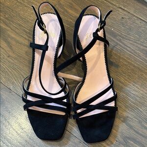 J. Crew Elegant Black Strappy Block Heel Sandals